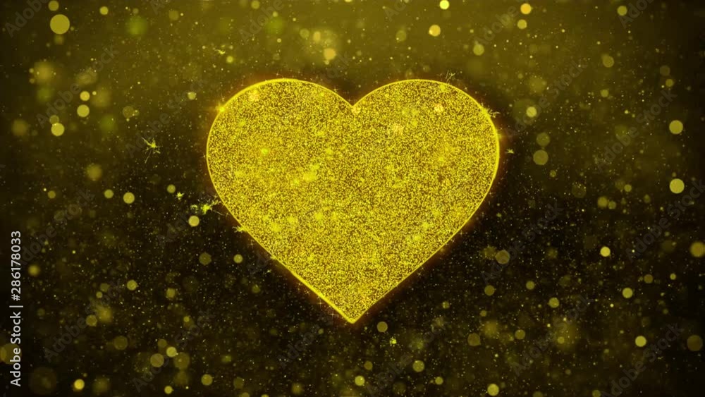 Love Heart Icon Golden Glitter Glowing Lights Shine Particles. Object, Shape, Web, Design, Element, symbol 4K Loop Animation. Love Heart Icon Golden Glitter Glowing Lights Shine Particles. Object, Shape, Web, Design, Element, symbol 4K Loop Animation.
