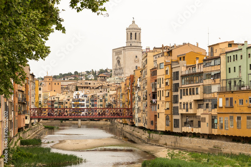 Eiffel bridge over the Oñar river in Girona, Catalonia, Spain