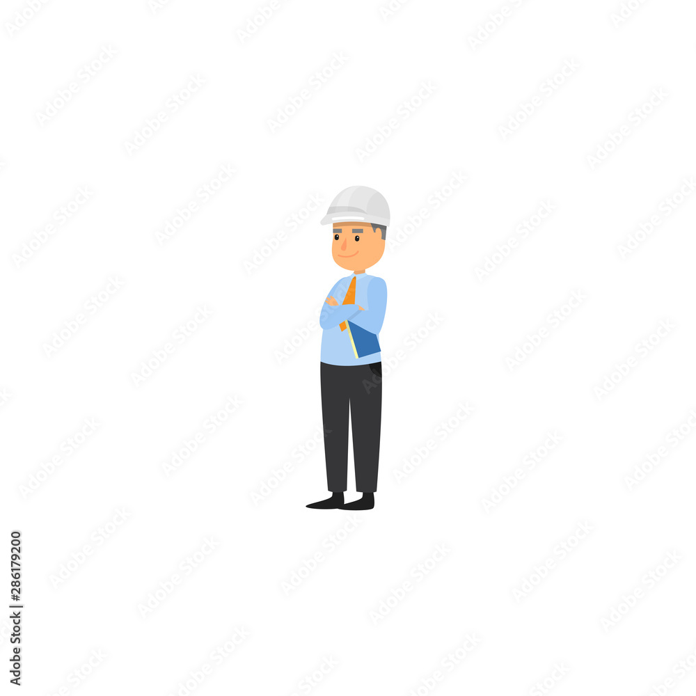 Foreman at the construction site. Raster illustration isolated on white background