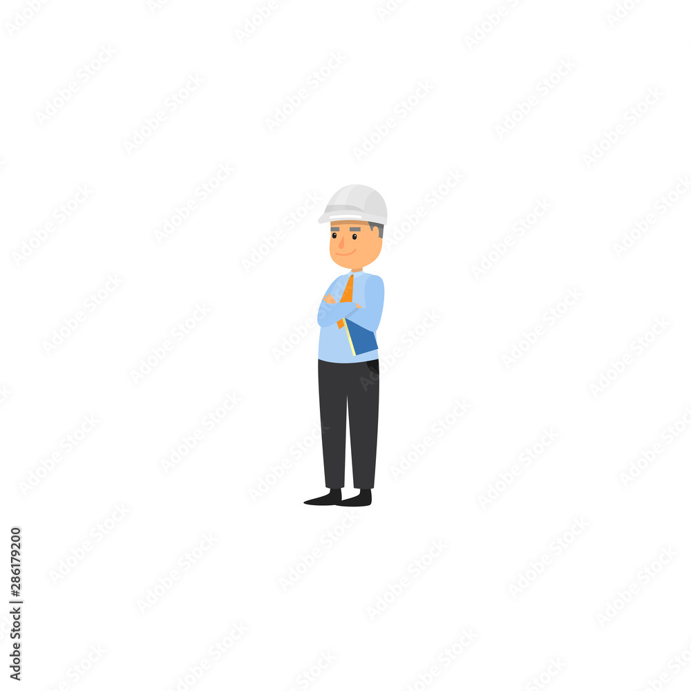 Foreman at the construction site. Raster illustration isolated on white background Foreman at the construction site. Raster illustration isolated on white background