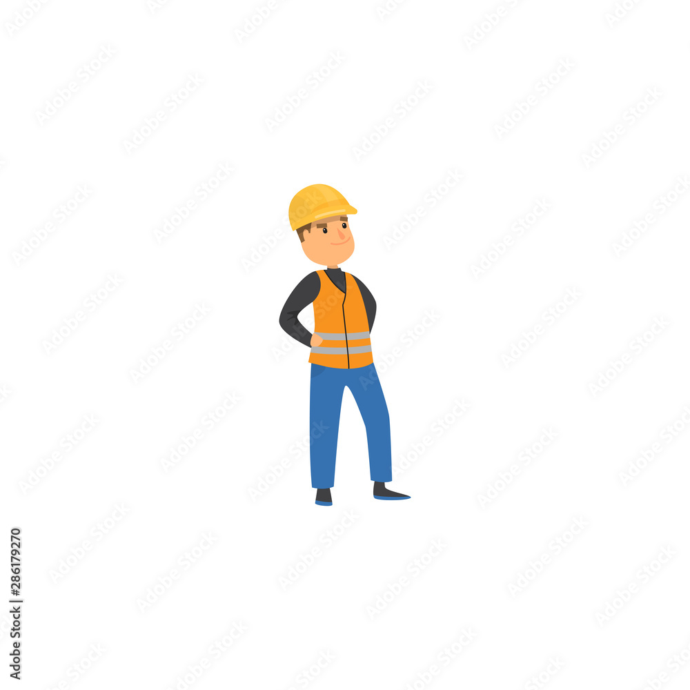 Foreman at the construction site. Raster illustration isolated on white background Foreman at the construction site. Raster illustration isolated on white background