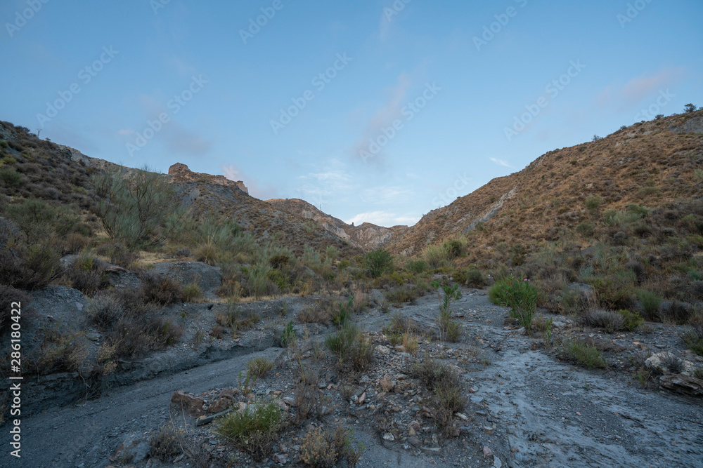 Turrilla canyon at sunset in summer Turrilla canyon at sunset in summer