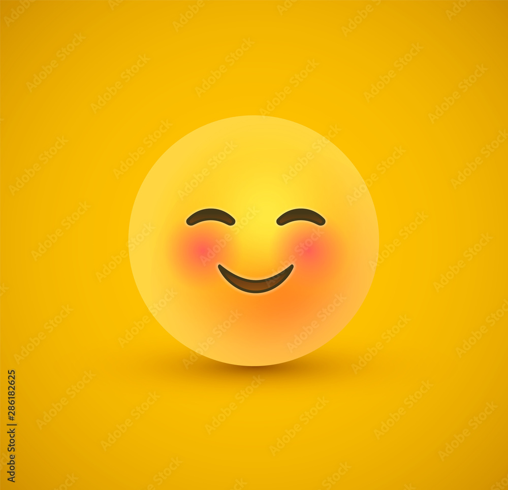 Cute smile yellow emoticon face in 3d background Cute smile yellow emoticon face in 3d background