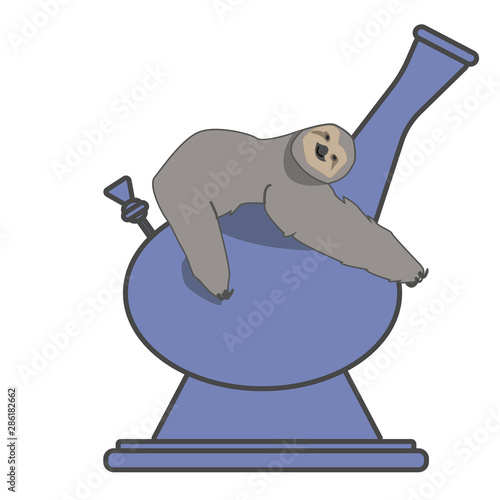 brown sloth climbs on bong