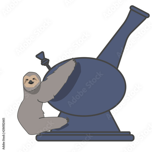 brown sloth climbs on bong