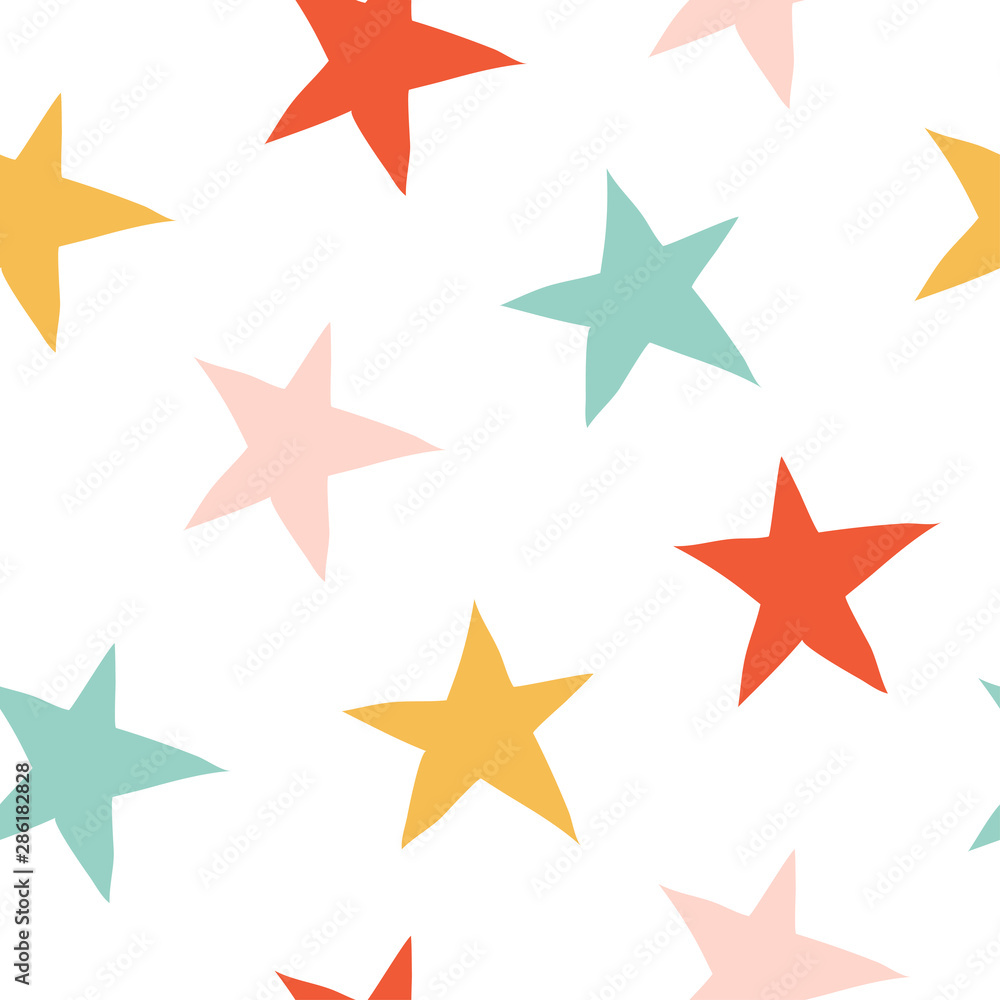 Doodle seamless pattern with colorful stars Doodle seamless pattern with colorful stars