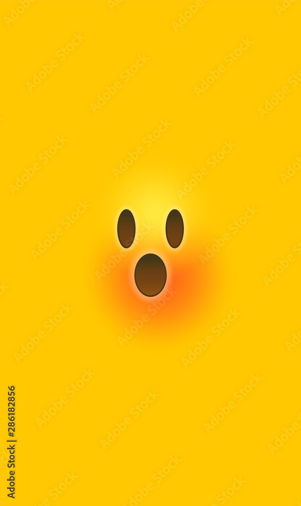 Fototapeta premium Surprised omg yellow 3d emoticon face background