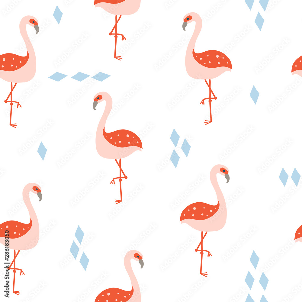 Fototapeta premium Trendy creative minimalistic flamingo bird pattern