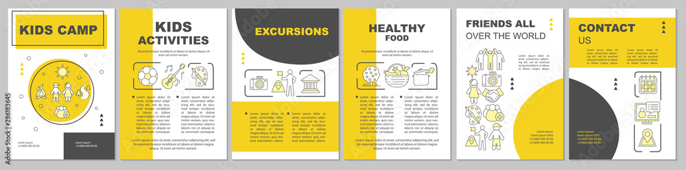 Kids camp organisation advertisement brochure template layout. Flyer, booklet, leaflet print ...