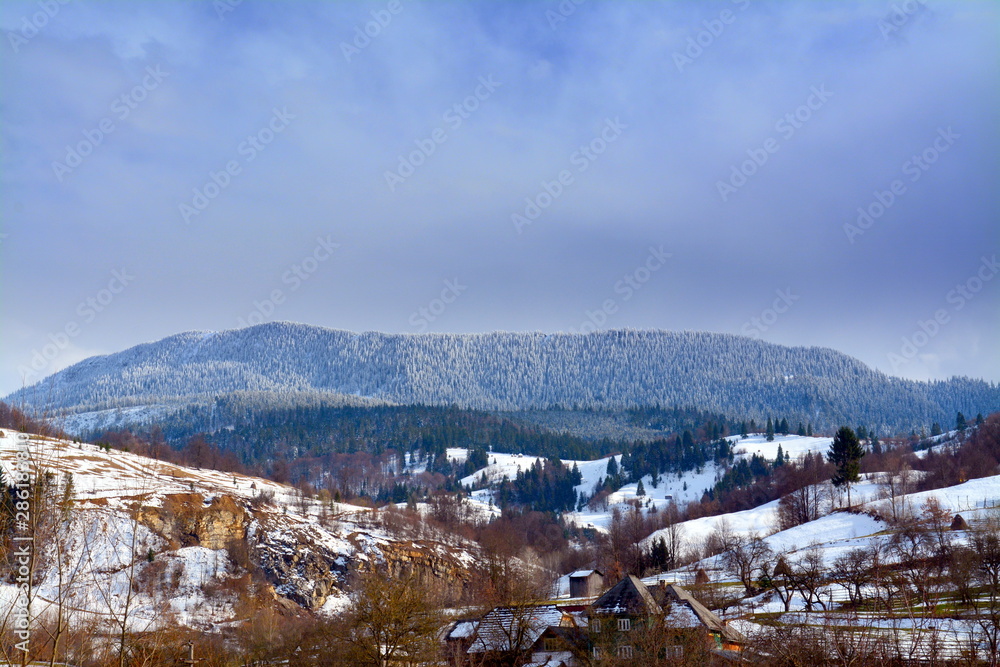 landscape with late winter in the mountains