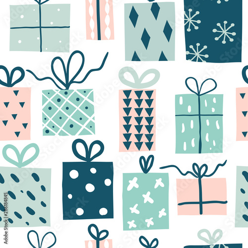Party presents doodle colorful seamless pattern