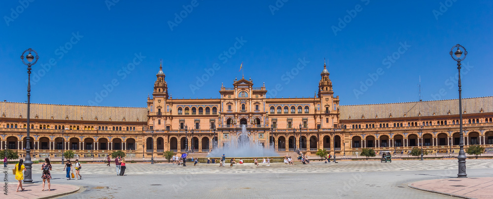 Panorama of the Plaza Espana in Sevilla, Spain