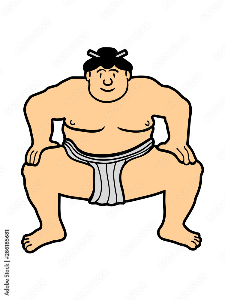 sumoringer sumo ringer clipart comic cartoon asiatisch japanisch sport  ringen pose kämpfen hocke dick fett cool lustig stark kämpfen chinesisch  groß design clipart Stock Illustration | Adobe Stock