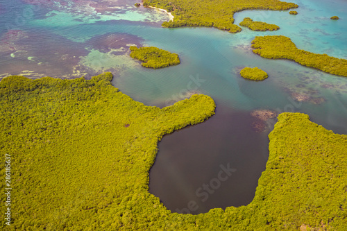 Drone view from caribbean side of panama