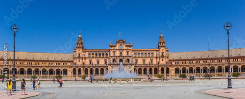 Panorama of the Plaza Espana in Sevilla, Spain