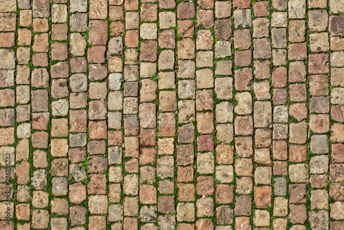 Closeup view of a tile ewalk. The pavement consists of cubes of stone. JPEG and RAW. photo
