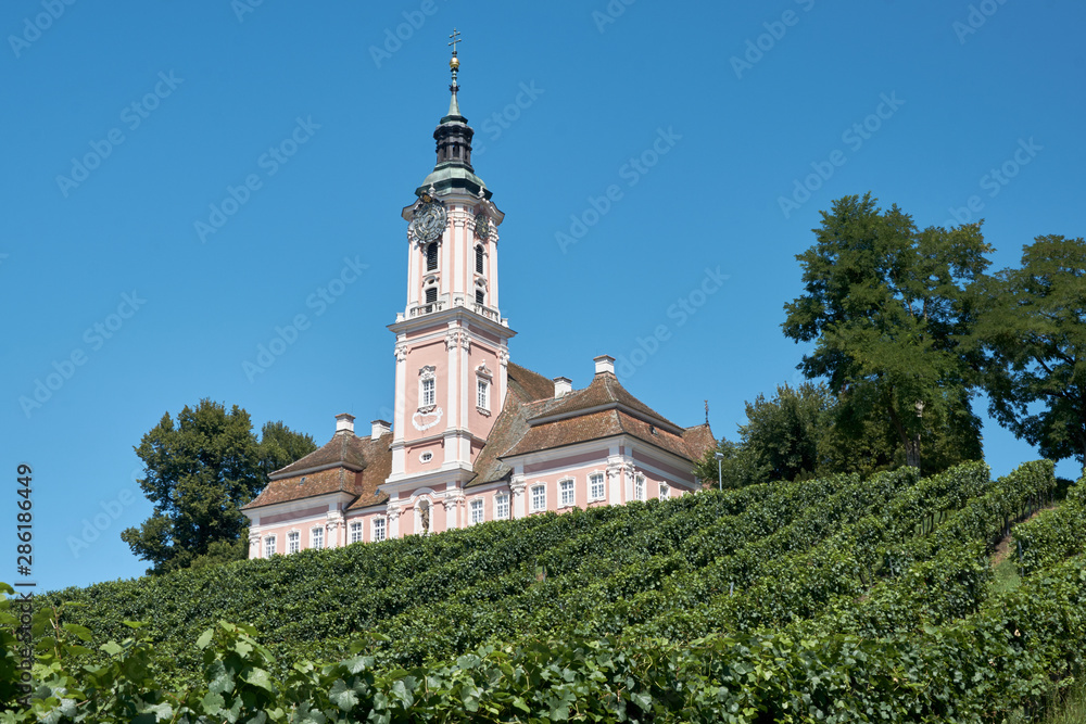 Basilica Birnau in nature against the blue sky on a sunny day in Germany