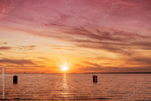 Surreal sunset at sea with ...
