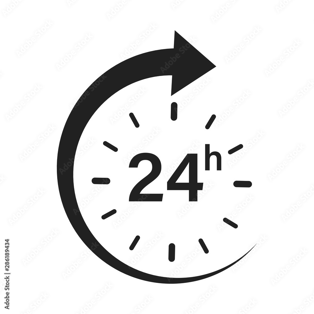 24 hours round timer or countdown icon Royalty Free Vector