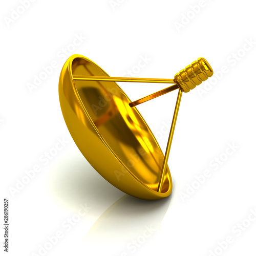 Golden satelite antenna icon symbol 3d illustration