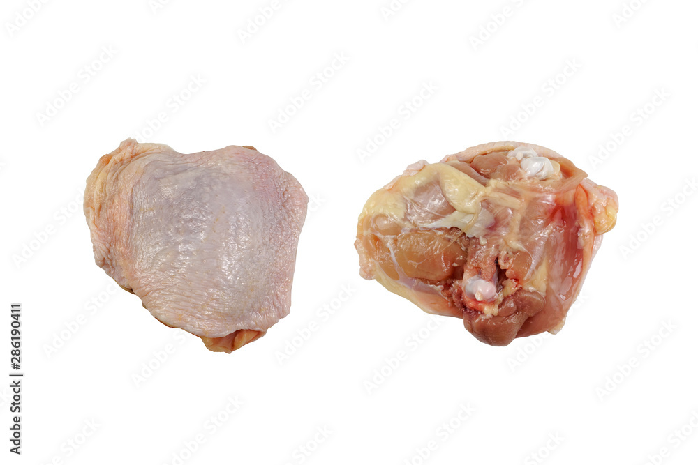 Raw chicken thigh isolated on white background Raw chicken thigh isolated on white background