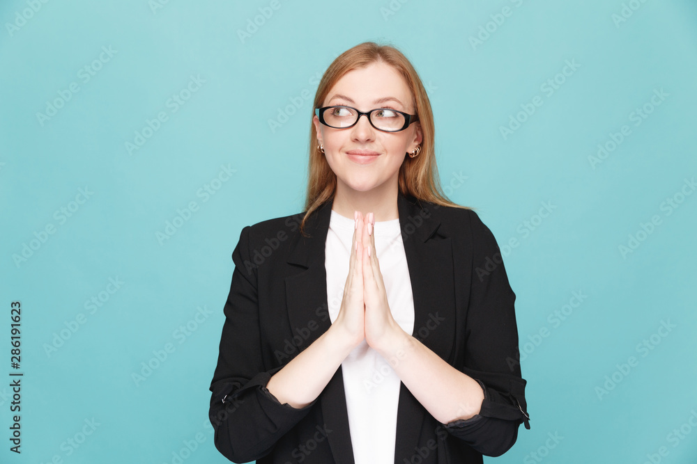 Glad woman in asking pose isolated Glad woman in asking pose isolated