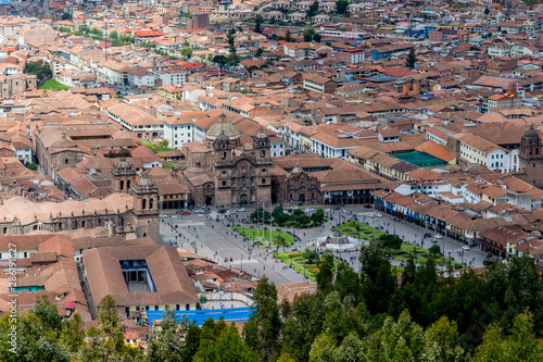 Cusco, Peru - 05/24/2019: City wide view of Cusco, Peru from Sacsayhuaman.