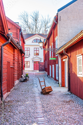 Schilderij op canvas Beautiful old timber houses in Wadkoping historical quarter of Orebro, Sweden