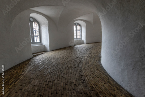Inside the Rundetaarn on Copenhagen Denmark showing its famous spiral ramp
