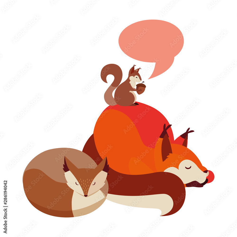 fox and squirrel happy autumn season design fox and squirrel happy autumn season design