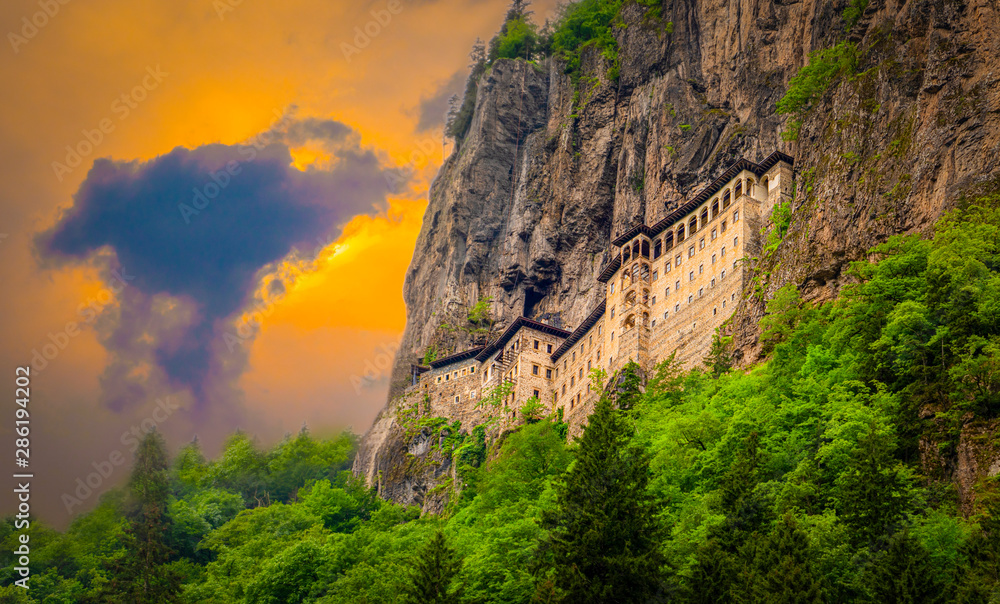 Sumela Monastery in Trabzon, Turkey. Greek Orthodox Monastery of Sumela was founded in the 4th century.