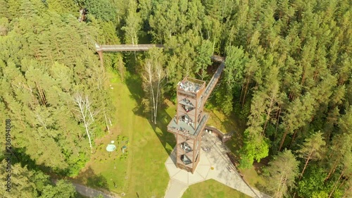 Aerial view of Laju takas, treetop walking path near Anyksciai photo