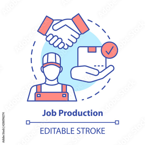 Job production concept icon. Jobbing and one-off production idea thin line illustration. Custom work producing, manufacturing. Individual work process. Vector isolated outline drawing. Editable stroke