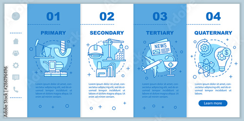 Manufacturing process onboarding mobile web pages vector template. Industry type. Responsive smartphone website interface idea with linear icons. Webpage walkthrough step screens. Color concept