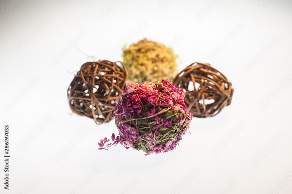 Decorative flower balls on white background Decorative flower balls on white background