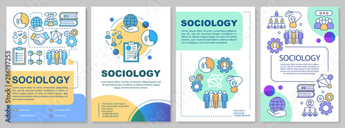 Sociology brochure template layout. Social research, sciences. Flyer, booklet, leaflet print design with linear illustrations. Vector page layouts for magazines, annual reports, advertising posters