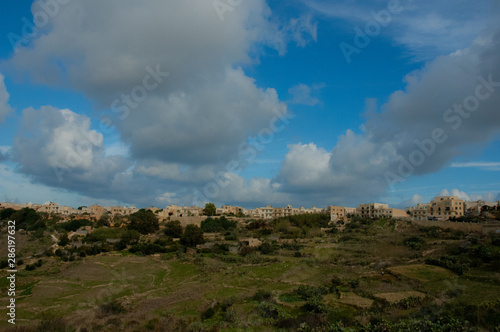 Malta and green landscapes of valley and castles