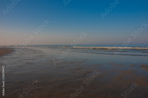 Lonely sunset beach in Rimini