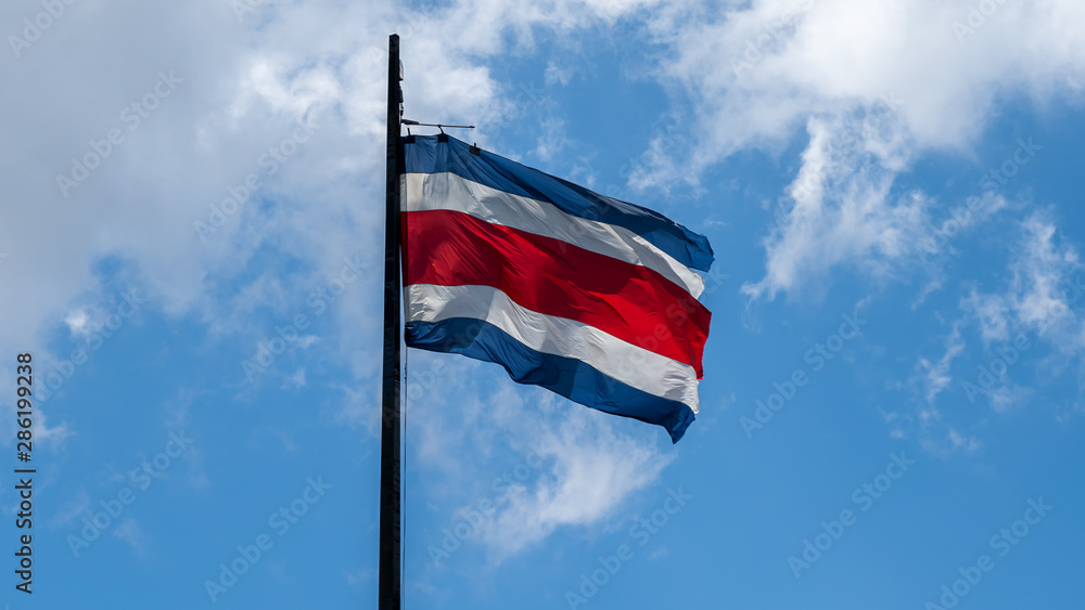 Beautiful view of the Costa Rica Flag on Movement