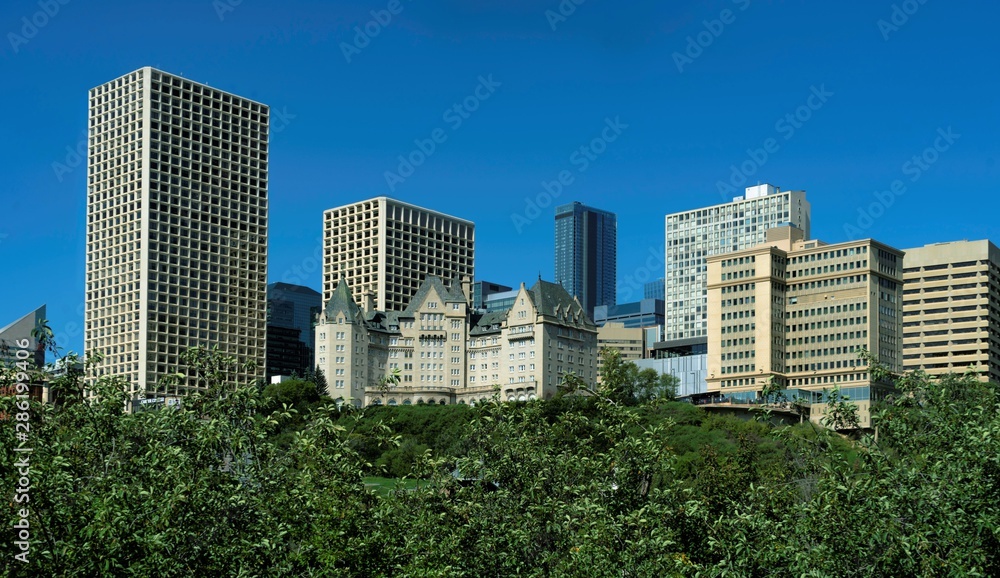 Stunning view of downtown core Edmonton, Alberta, Canada. Taken on sunny summer day. 