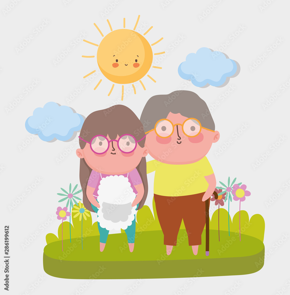 Naklejka premium happy grandparents day cartoon design