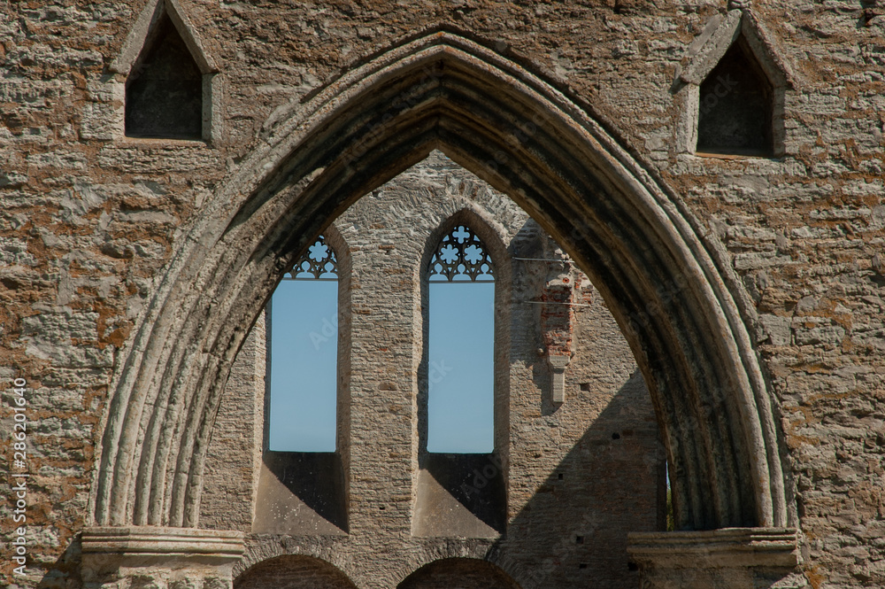 Doors and windows. Details of exterior of christian orthodox church Doors and windows. Details of exterior of christian orthodox church