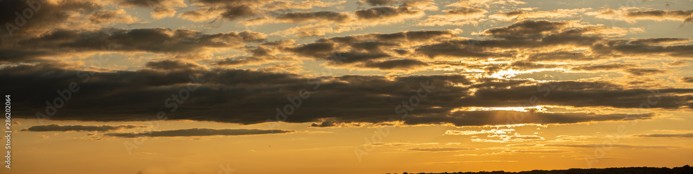 vibrant summer skies at sunset panorama