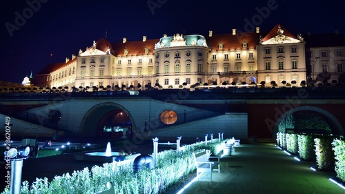 Photography Castle Gardens - a garden adjacent to the Royal Castle in night.