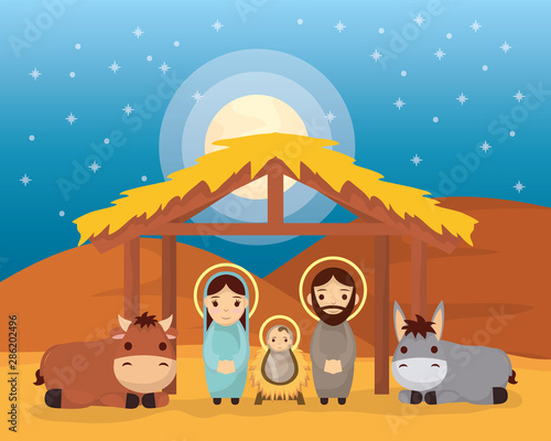 celebration merry christmas manger flat design