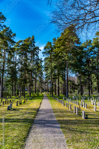 Photography Path at the Skogskyrkogarden, Unesco-listed cemetery, in Stockholm, Sweden