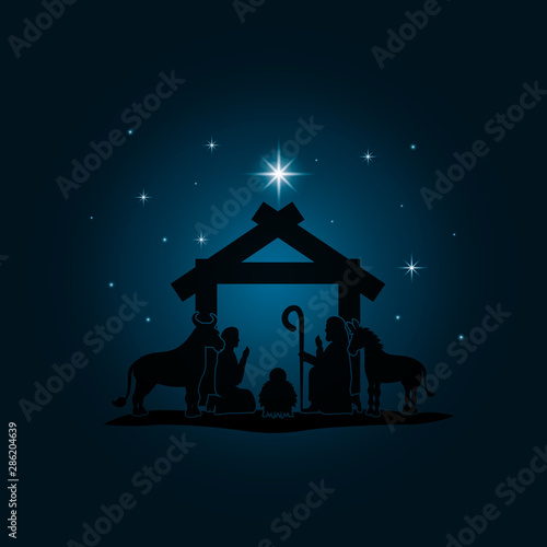 celebration merry christmas manger flat design