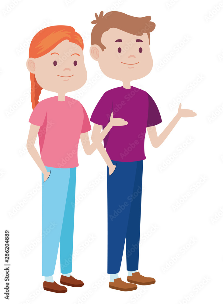 Teenagers friends smiling and greeting cartoons Teenagers friends smiling and greeting cartoons