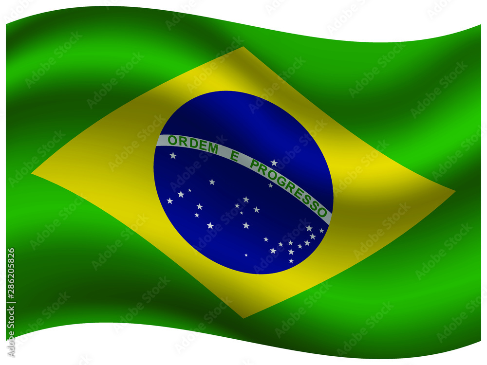 Obraz premium Brazil Beautiful national flag with waving effects. original colors and proportion. Amazing design vector illustration for web,logo, icon and background.from countries flag set.