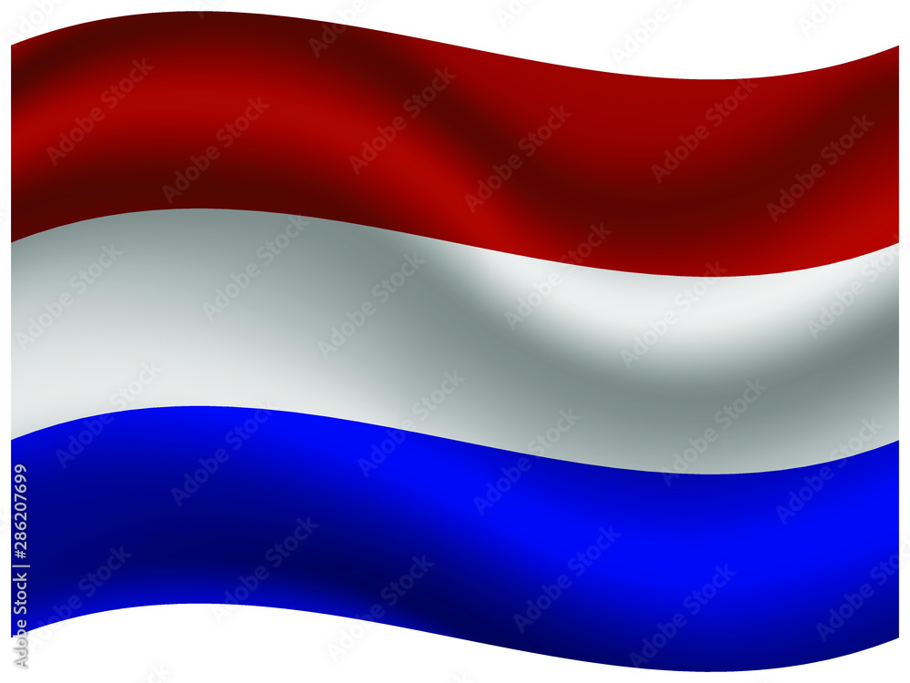 Naklejka premium Netherlands Beautiful national flag with waving effects. original colors and proportion. Amazing design vector illustration for web,logo, icon and background.from countries flag set.